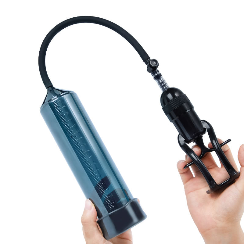 Efficient manual penis pump with 4 cock rings