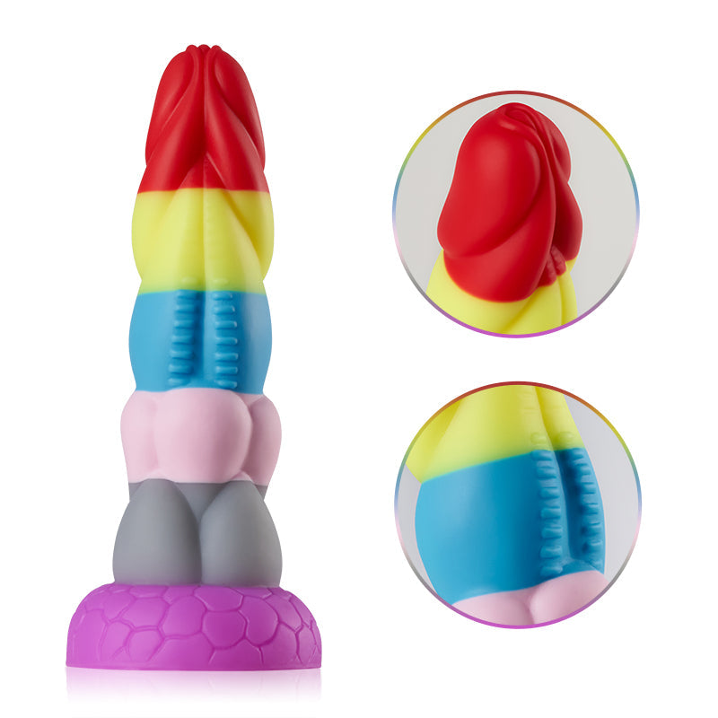 Regenboogdildo groot met zuignap